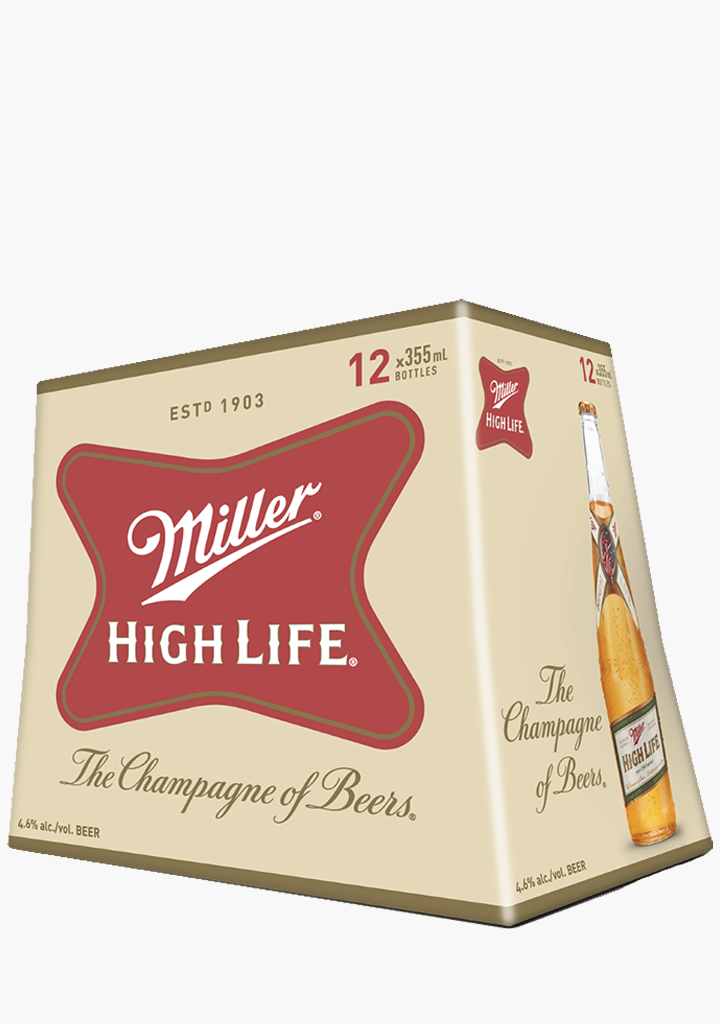 Miller High Life 355 ml - 12 Bottles