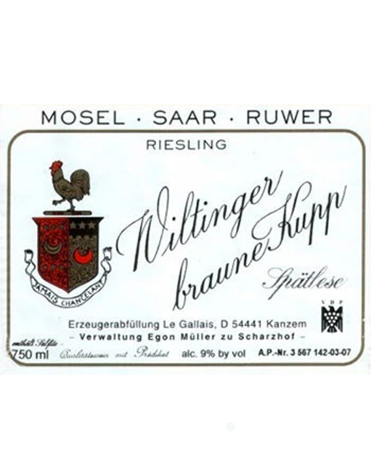 Egon Muller Wiltinger Braune Kupp Riesling 'Spatlese' 2021